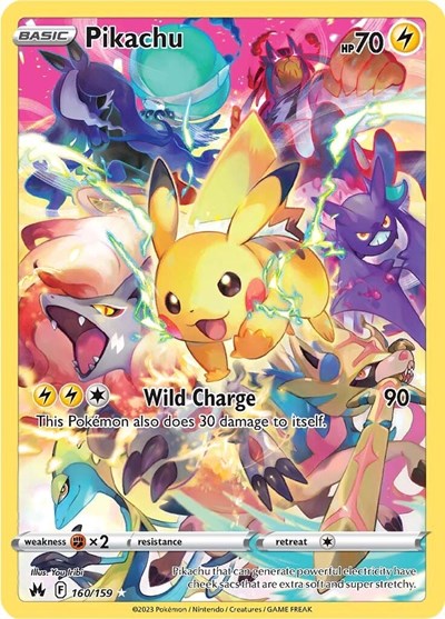 Pikachu Secret (CRZ) #160/159 Secret Rare (Holofoil Near Mint) SWSH: Crown Zenith Pokemon: 2023