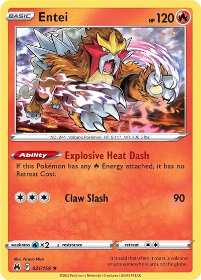 Entei (CRZ) #021/159 Holo Rare (Holofoil Near Mint) SWSH: Crown Zenith Pokemon: 2023