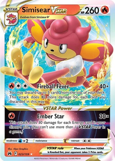 Simisear VSTAR (CRZ) #023/159 Ultra Rare (Holofoil Lightly Played) SWSH: Crown Zenith Pokemon: 2023