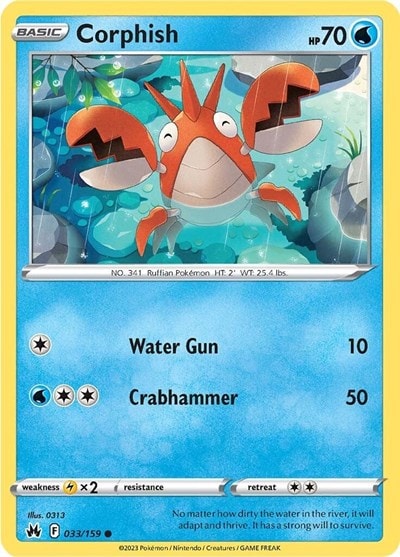 Corphish (CRZ) #033/159 Common (Reverse Holofoil Moderately Played) SWSH: Crown Zenith Pokemon: 2023