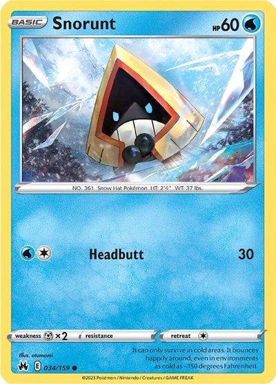 Snorunt (CRZ) #034/159 Common (Reverse Holofoil Moderately Played) SWSH: Crown Zenith Pokemon: 2023