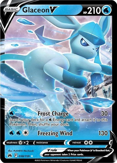 Glaceon V (CRZ) #038/159 Ultra Rare (Holofoil Near Mint) SWSH: Crown Zenith Pokemon: 2023