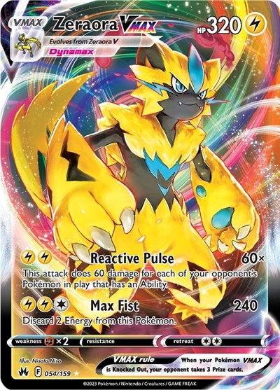 Zeraora VMAX (CRZ) #054/159 Ultra Rare (Holofoil Near Mint) SWSH: Crown Zenith Pokemon: 2023