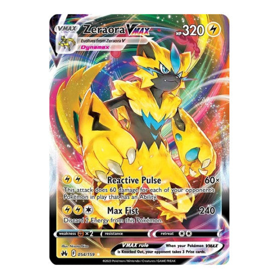 Zeraora VMAX (CRZ) #054/159 Ultra Rare (Holofoil Near Mint) SWSH: Crown Zenith Pokemon: 2023