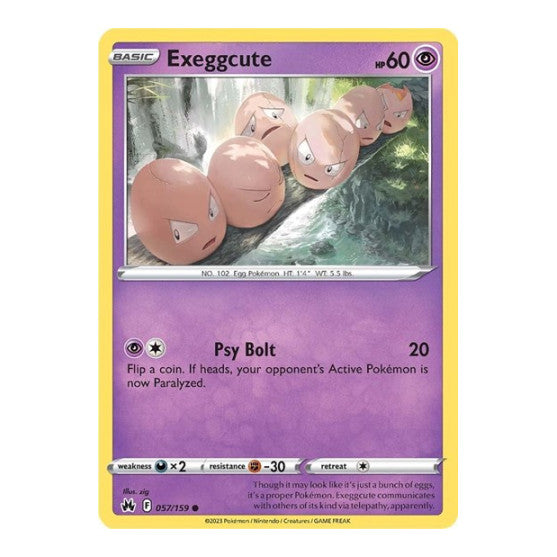Exeggcute (CRZ) #057/159 Common (Reverse Holofoil Moderately Played) SWSH: Crown Zenith Pokemon: 2023