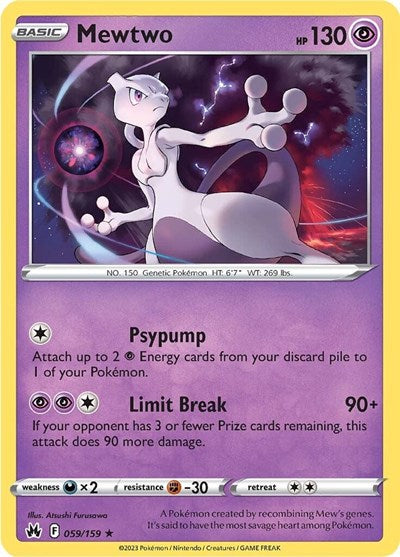 Mewtwo (CRZ) #059/159 Holo Rare (Holofoil Near Mint) SWSH: Crown Zenith Pokemon: 2023
