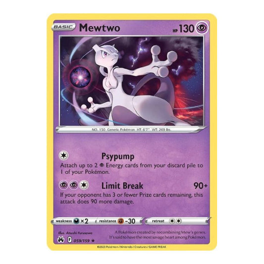 Mewtwo (CRZ) #059/159 Holo Rare (Holofoil Near Mint) SWSH: Crown Zenith Pokemon: 2023