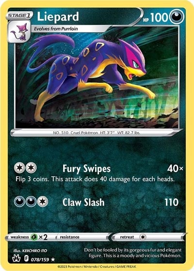 Liepard (CRZ) #078/159 Rare (Reverse Holofoil Moderately Played) SWSH: Crown Zenith Pokemon: 2023