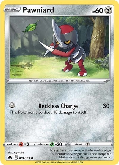 Pawniard (91) (CRZ) #091/159 Common (Reverse Holofoil Near Mint) SWSH: Crown Zenith Pokemon: 2023