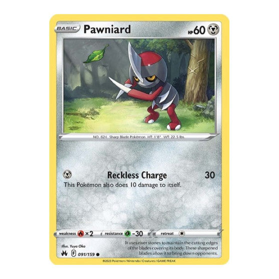 Pawniard 91 (CRZ) #091/159 Common (Reverse Holofoil Near Mint) SWSH: Crown Zenith Pokemon: 2023