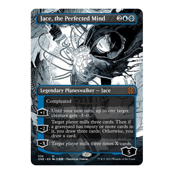 Jace the Perfected Mind Borderless (ONE) #336 Mythic Rare (Foil Lightly Played) Phyrexia: All Will Be One Magic: The Gathering: 2023