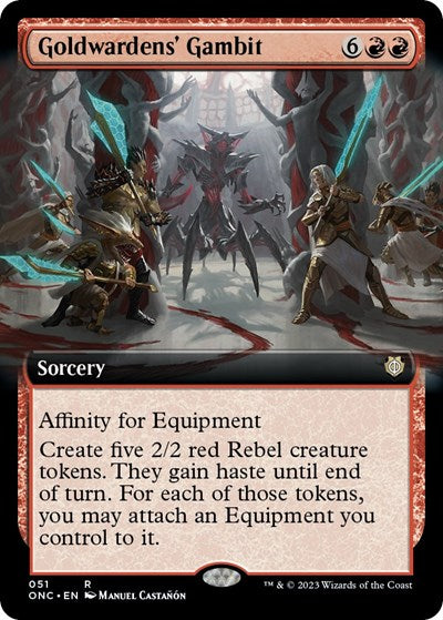 2023 Magic: Commander: Phyrexia: All Will Be One (ONC) - Goldwardens Gambit Extended Art (#51, Rare) (, Near Mint)