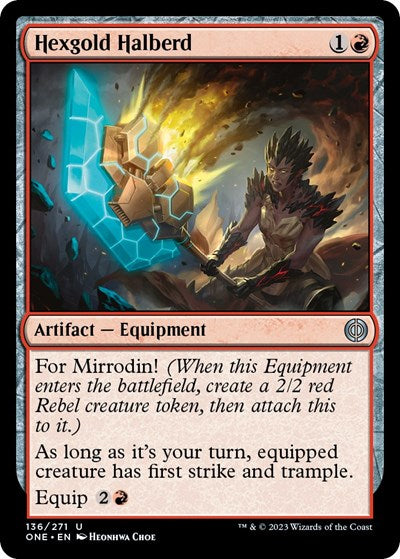 Hexgold Halberd (ONE) #136 Uncommon (Lightly Played) Phyrexia: All Will Be One Magic: The Gathering: 2023