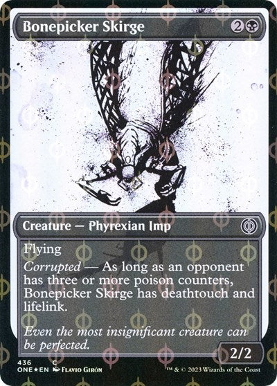 Bonepicker Skirge Showcase Step and Compleat Foil (ONE) #436 Common (Foil Near Mint) Phyrexia: All Will Be One Magic: The Gathering: 2023