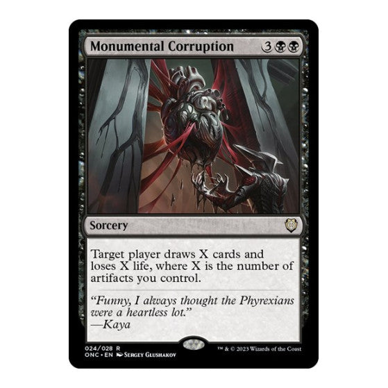 Monumental Corruption (ONC) #24 Rare (Lightly Played) Commander: Phyrexia: All Will Be One Magic: The Gathering: 2023
