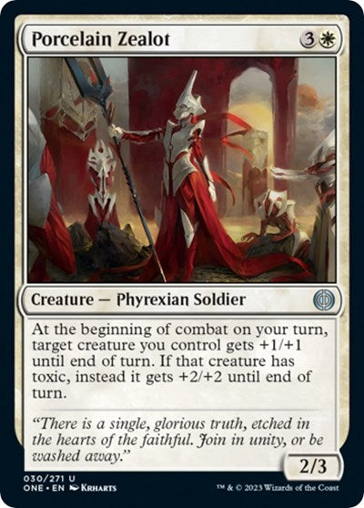 Porcelain Zealot (ONE) #30 Uncommon (Lightly Played) Phyrexia: All Will Be One Magic: The Gathering: 2023