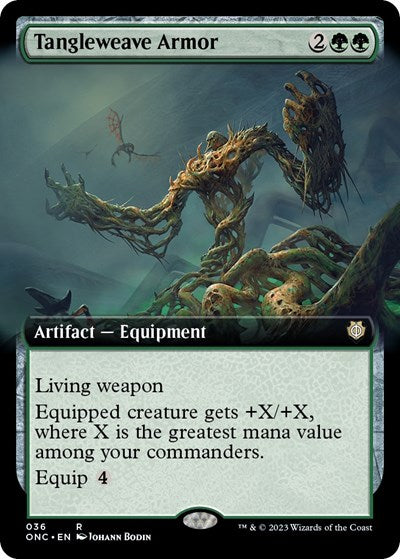Tangleweave Armor Extended Art (ONC) #36 Rare (Near Mint) Commander: Phyrexia: All Will Be One Magic: 2023