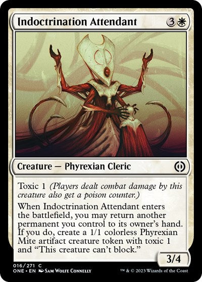 Indoctrination Attendant (ONE) #16 Common (Lightly Played) Phyrexia: All Will Be One Magic: The Gathering: 2023