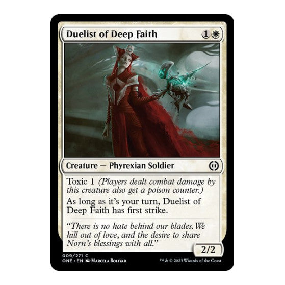 Duelist of Deep Faith (ONE) #9 Common Phyrexia: All Will Be One Magic: The Gathering: 2023