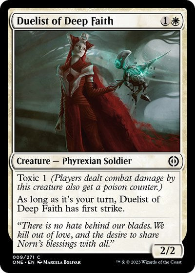 Duelist of Deep Faith (ONE) #9 Common Phyrexia: All Will Be One Magic: The Gathering: 2023