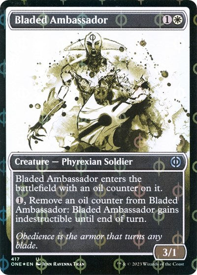 Bladed Ambassador Showcase Step and Compleat Foil (ONE) #417 Uncommon (Foil Near Mint) Phyrexia: All Will Be One Magic: The Gathering: 2023