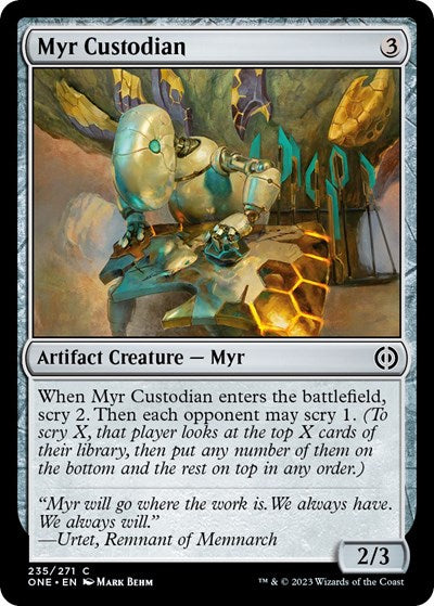Myr Custodian (ONE) #235 Common (Lightly Played) Phyrexia: All Will Be One Magic: 2023