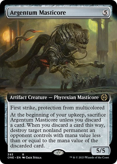 Argentum Masticore Extended Art (ONE) #393 Rare (Lightly Played) Phyrexia: All Will Be One Magic: The Gathering: 2023