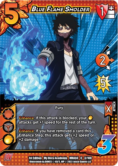 Blue Flame Smolder (MHA4) #003/108 Common UniVersus: My Hero Academia: League of Villains UniVersus: 2023