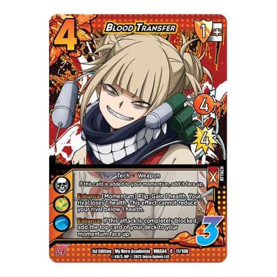 Blood Transfer (MHA4) #011/108 Common UniVersus: My Hero Academia: League of Villains UniVersus: 2023