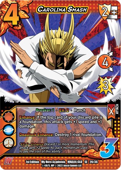 Carolina Smash (MHA4) #20/36 SE (Unlimited Edition Normal Lightly Played) UniVersus: My Hero Academia: League of Villains UniVersus: 2023