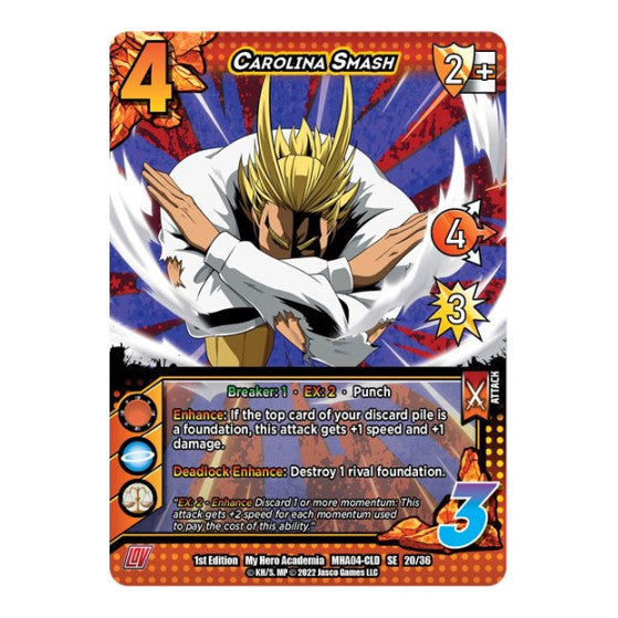 Carolina Smash (MHA4) #20/36 SE (Unlimited Edition Normal Lightly Played) UniVersus: My Hero Academia: League of Villains UniVersus: 2023