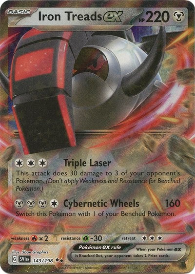 Iron Treads ex 143 198 (SVI) #143/198 Double Rare (Holofoil Near Mint) SV01: Scarlet & Violet Base Set Pokemon: 2023