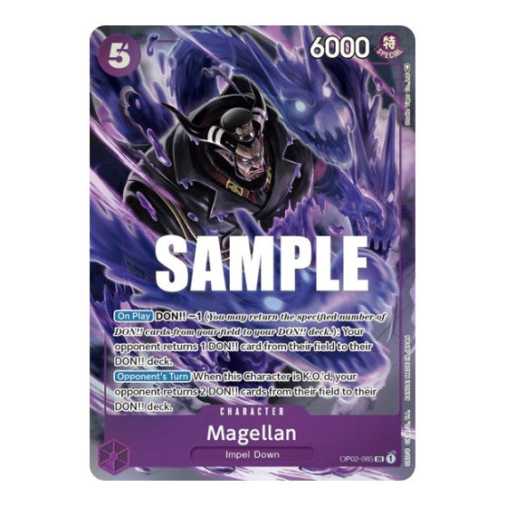 Magellan (085) (Alternate Art) (OP02) #OP02-085 Super Rare (Foil Near Mint) Paramount War One Piece Card Game: 2023