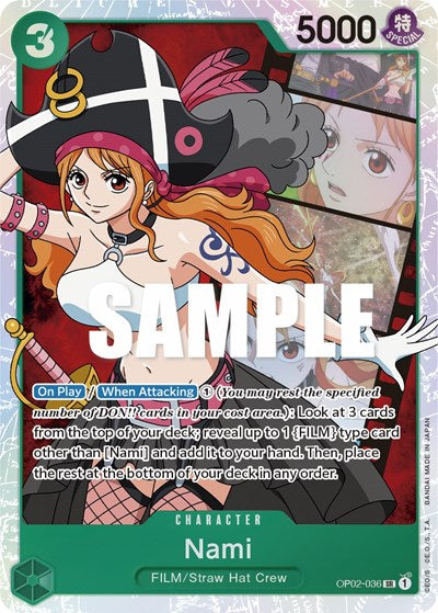 Nami (OP02) #OP02-036 Secret Rare (Foil Near Mint) Paramount War One Piece Card Game: 2023