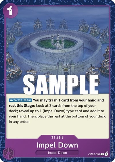 Impel Down (OP02) #OP02-092 Common (Near Mint) Paramount War One Piece Card Game: 2023