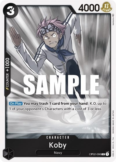 Koby (OP02) #OP02-098 Rare (Foil Lightly Played) Paramount War One Piece Card Game: 2023