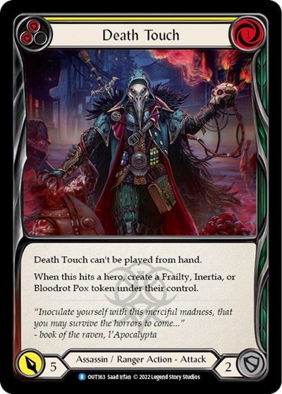 Death Touch Yellow (OUT) #OUT163 Rare Outsiders Flesh and Blood TCG: 2023