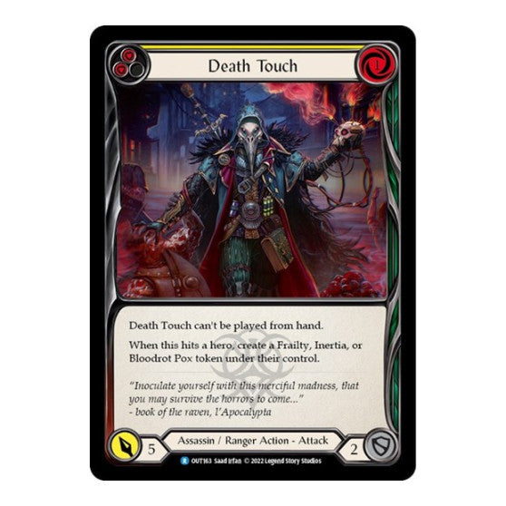 Death Touch (Yellow) (OUT) #OUT163 Rare Outsiders Flesh and Blood TCG: 2023