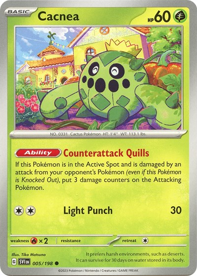 Cacnea 005 198 (SVI) #005/198 Common (Reverse Holofoil Lightly Played) SV01: Scarlet & Violet Base Set Pokemon: 2023