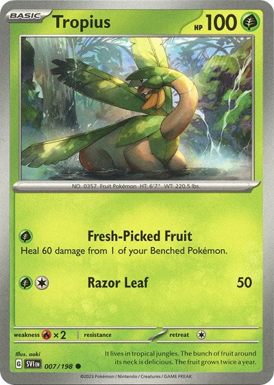 Tropius (SVI) #007/198 Common (Reverse Holofoil Lightly Played) SV01: Scarlet & Violet Base Set Pokemon: 2023