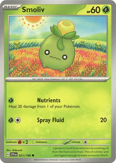 Smoliv 021 198 (SVI) #021/198 Common (Reverse Holofoil Lightly Played) SV01: Scarlet & Violet Base Set Pokemon: 2023