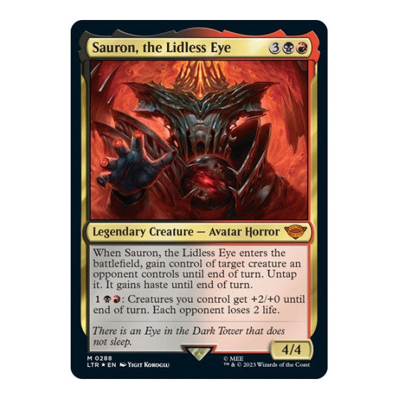 Sauron the Lidless Eye (LTR) #288 Mythic Rare (Foil Near Mint) Universes Beyond: The Lord of the Rings: Tales of Middle-earth Magic: The Gathering: 2023
