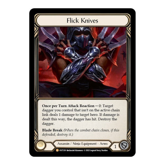 Flick Knives (OUT) #OUT139 Legendary (Rainbow Foil Near Mint) Outsiders Flesh and Blood TCG: 2023
