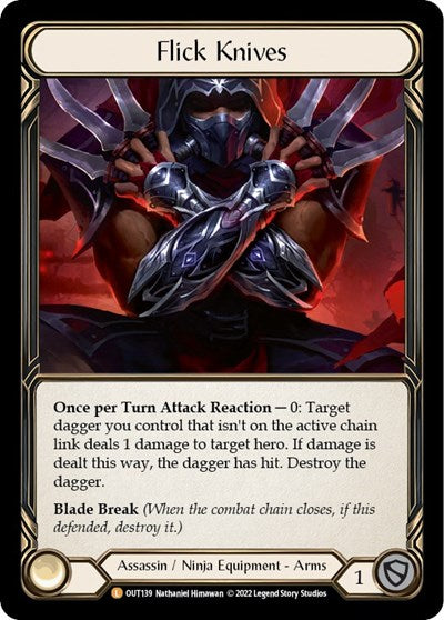 Flick Knives (OUT) #OUT139 Legendary (Rainbow Foil Near Mint) Outsiders Flesh & Blood TCG: 2023