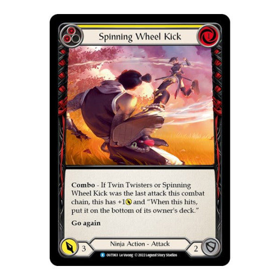 Spinning Wheel Kick (Yellow) (OUT) #OUT063 Rare Outsiders Flesh and Blood TCG: 2023