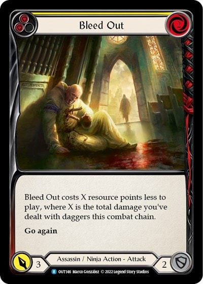 Bleed Out Yellow (OUT) #OUT146 Rare (Lightly Played) Outsiders Flesh and Blood TCG: 2023