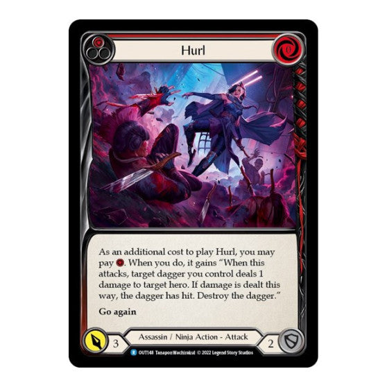 Hurl (Red) (OUT) #OUT148 Rare (Lightly Played) Outsiders Flesh and Blood TCG: 2023
