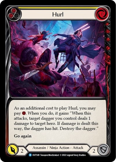 Hurl Yellow (OUT) #OUT149 Rare (Lightly Played) Outsiders Flesh and Blood TCG: 2023