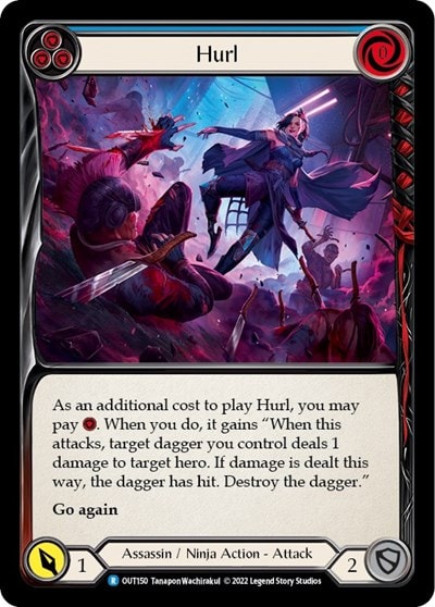 Hurl Blue (OUT) #OUT150 Rare (Lightly Played) Outsiders Flesh and Blood TCG: 2023