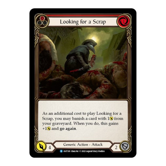 Looking for a Scrap (Red) (OUT) #OUT195 Rare (Lightly Played) Outsiders Flesh and Blood TCG: 2023
